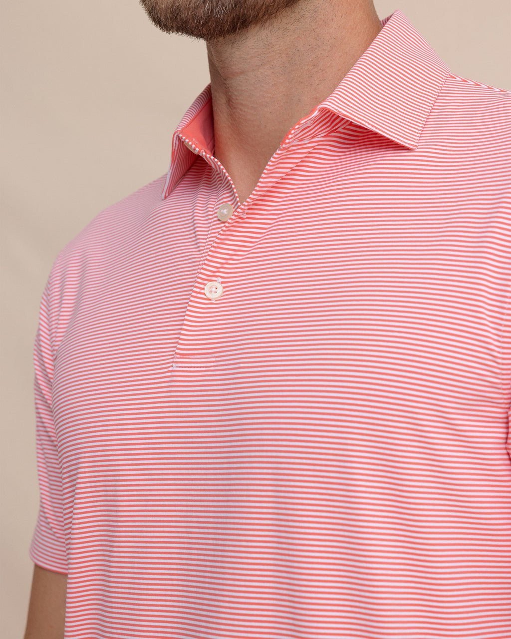 brrr°®-eeze Meadowbrook Stripe Polo - Sunkist Coral