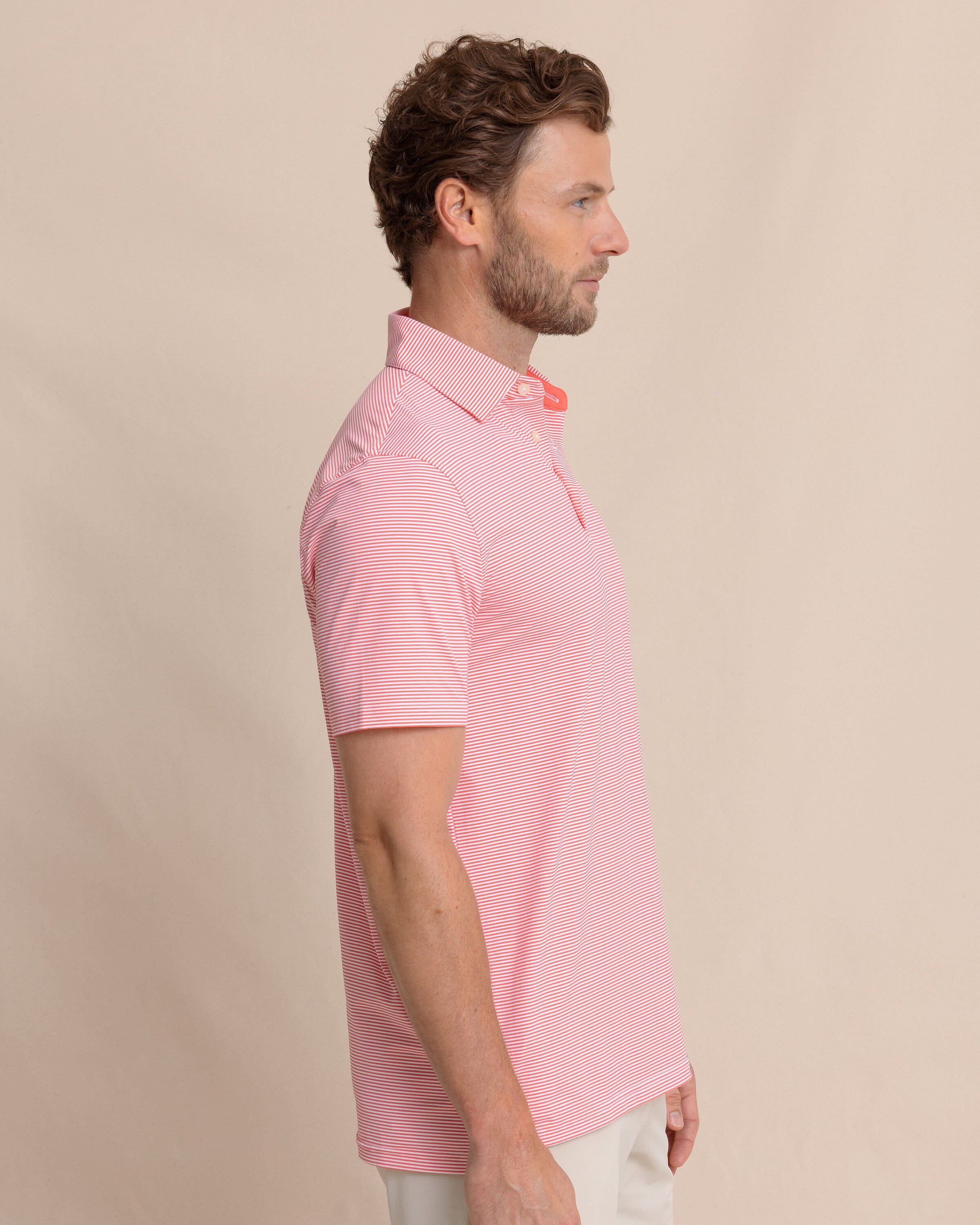 brrr°®-eeze Meadowbrook Stripe Polo - Sunkist Coral
